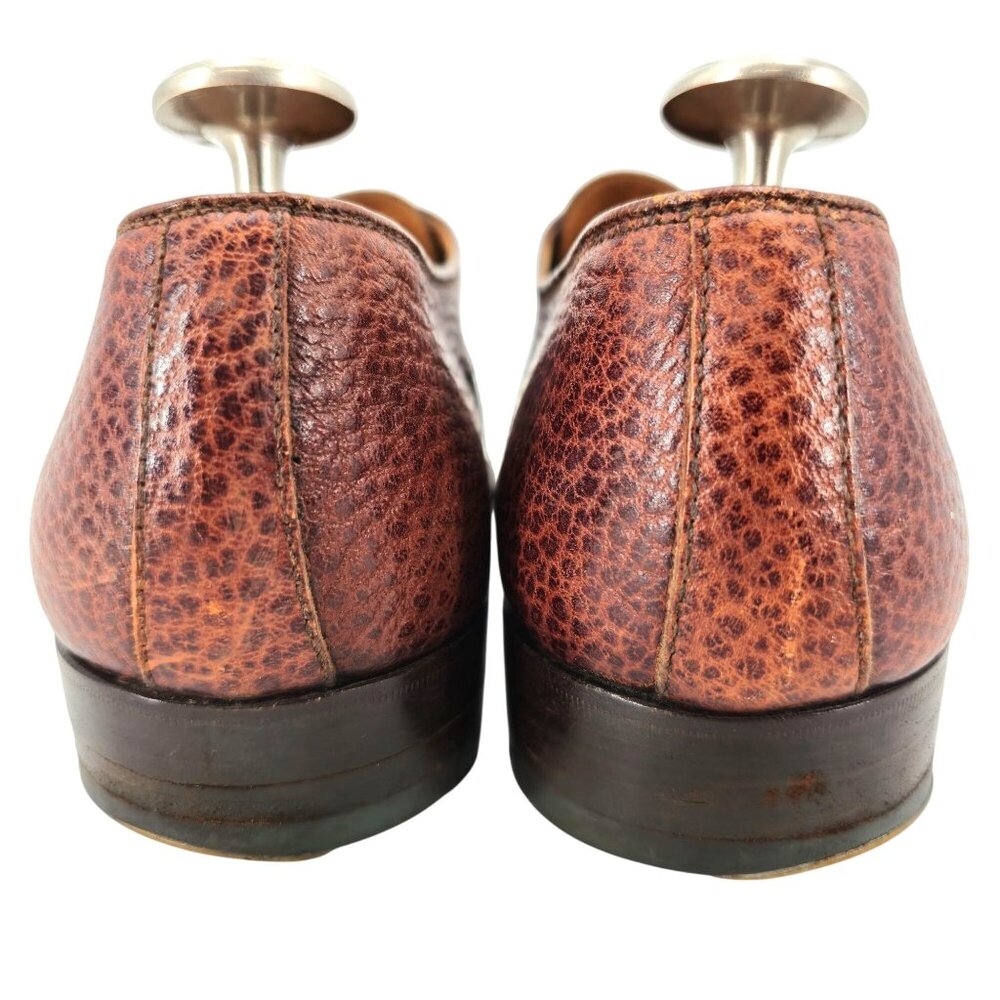 Principe Di Bologna Italy Vintage Mens 12 Brown Pebble Grain Monk Dress Shoes 45 - Picture 4 of 10